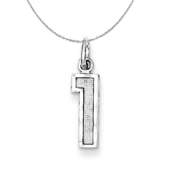 Silver, Varsity Collection, Small D/C Number 1 Necklace - 24 In - Picture 1 of 8